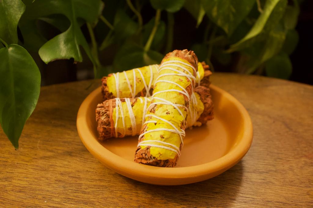 Yellow Rose, Dragon's Blood + White Sage Herb Bundle | Smudge Stick